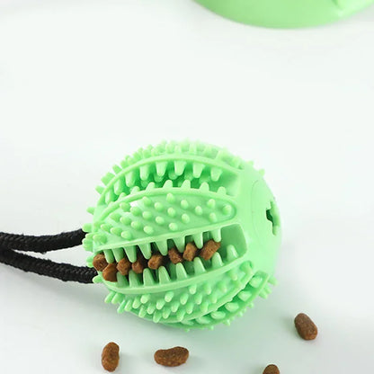 Interactive Suction Cup Dog Toy Treat Dispensing Sound Toy Durable Rubber Ball for Tug-of-War & Training