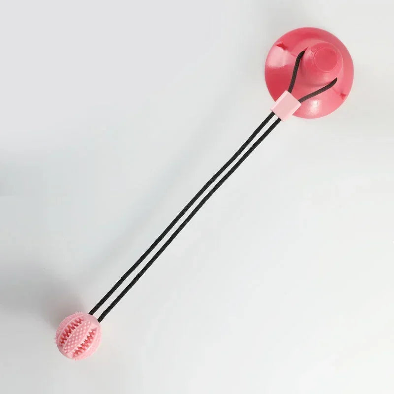 Interactive Suction Cup Dog Toy Treat Dispensing Sound Toy Durable Rubber Ball for Tug-of-War & Training