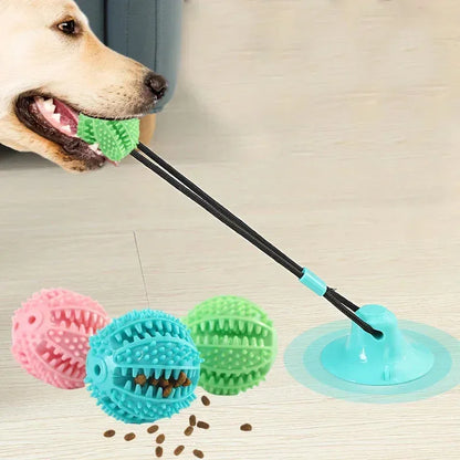 Interactive Suction Cup Dog Toy Treat Dispensing Sound Toy Durable Rubber Ball for Tug-of-War & Training